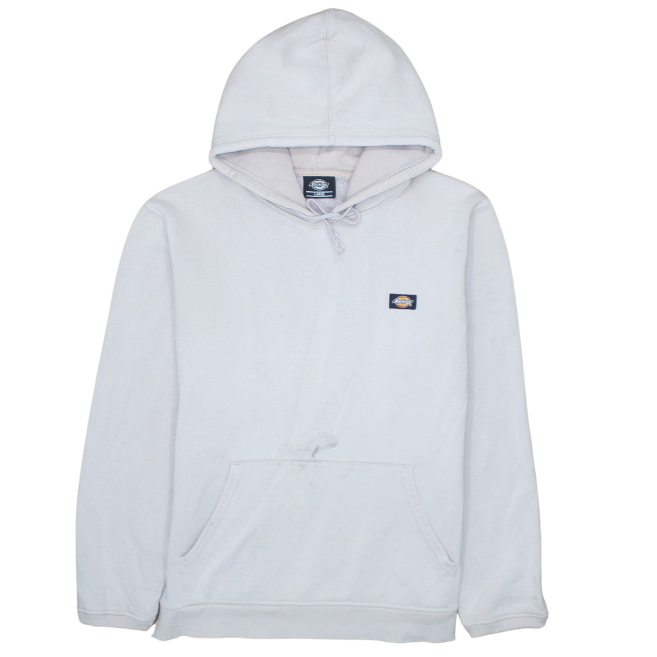 Dickies Men White Pullover Hoodie Large Fleece Logo Sweatshirt
