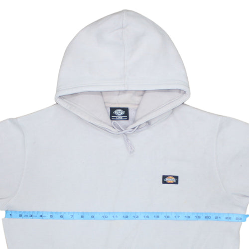 Dickies Men White Pullover Hoodie Large Fleece Logo Sweatshirt