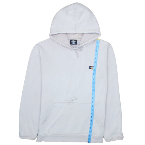 Dickies Men White Pullover Hoodie Large Fleece Logo Sweatshirt