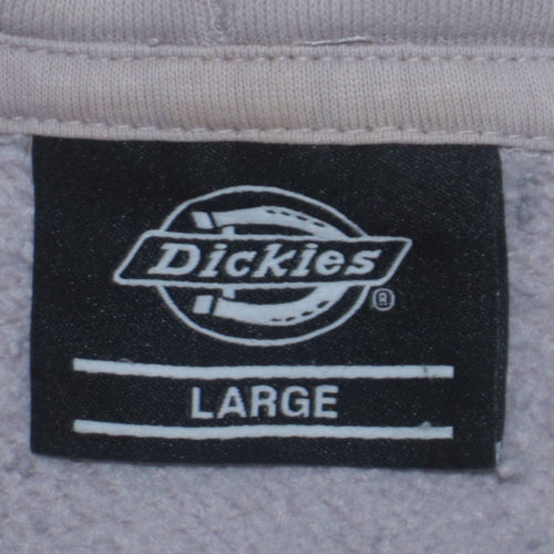 Dickies Men White Pullover Hoodie Large Fleece Logo Sweatshirt