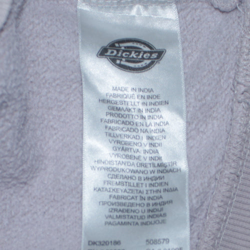 Dickies Men White Pullover Hoodie Large Fleece Logo Sweatshirt
