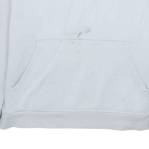 Dickies Men White Pullover Hoodie Large Fleece Logo Sweatshirt