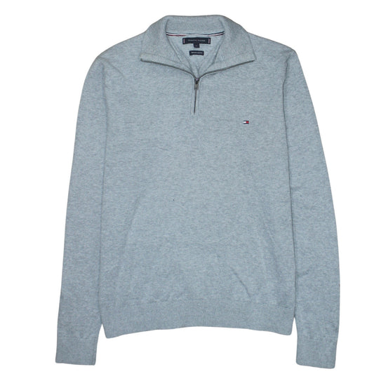 Tommy Hilfiger Men's Grey XL 1/2 Zip Cotton Jumper