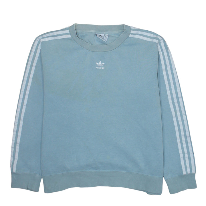 Adidas Women Blue Crew Neck Pullover Sweatshirt Size 10