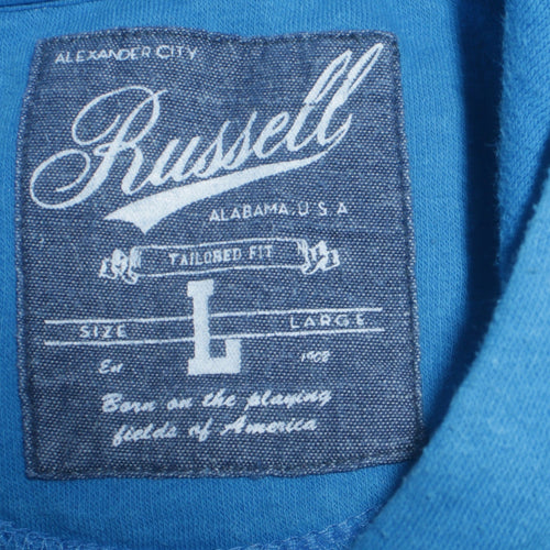 Russell Athletic Womens Blue Pullover Hoodie Size L Cotton Blend