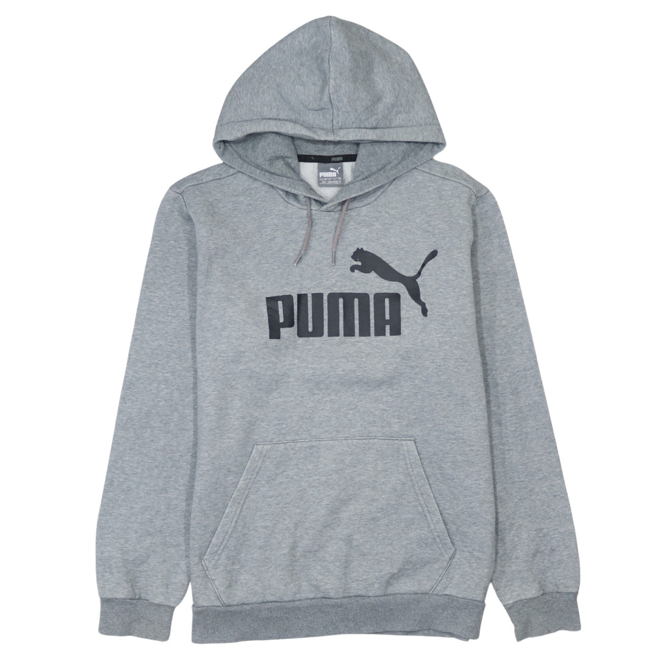 Puma Mens Grey Pullover Hoodie M Logo Athletic Sweatshirt