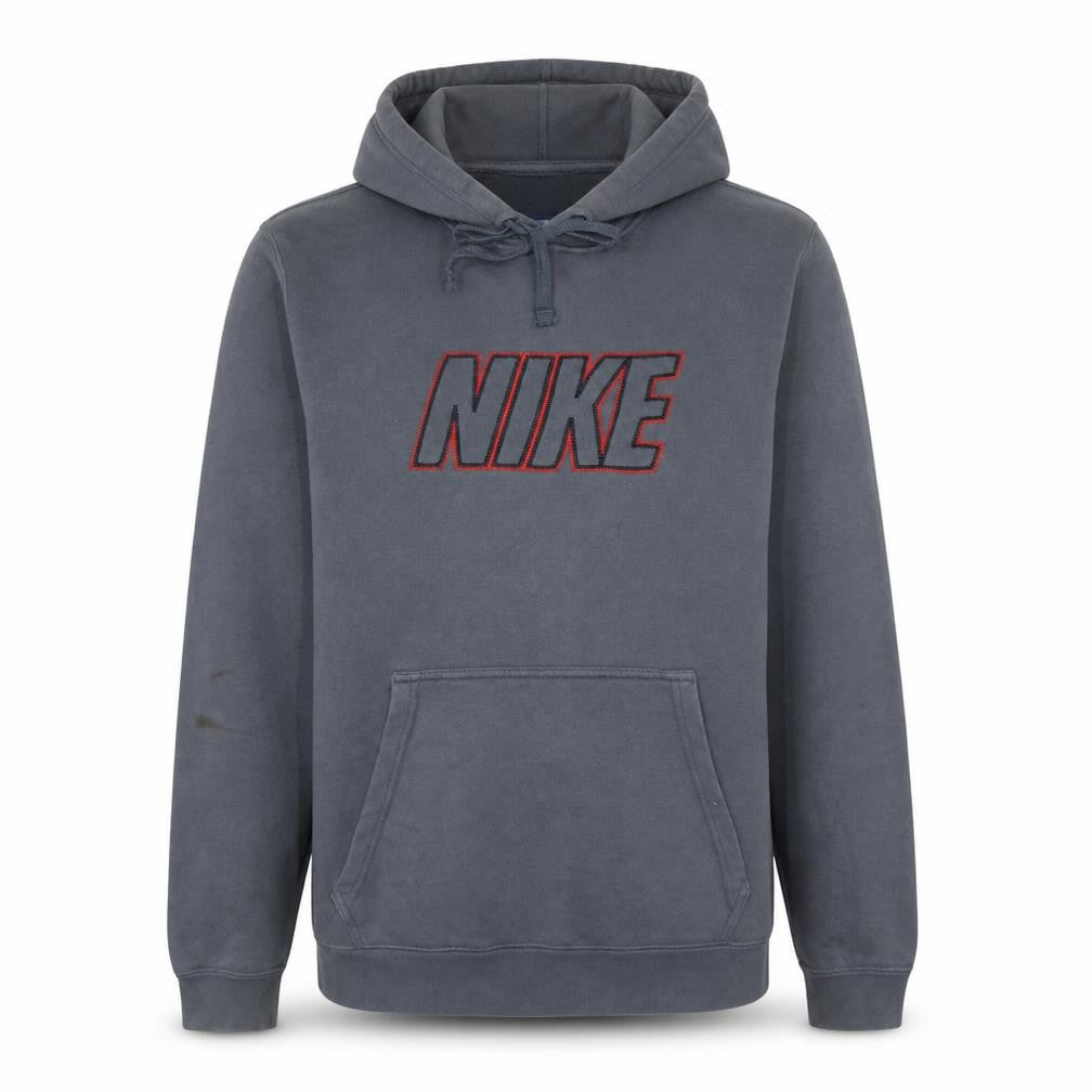 Front view of Nike Men's Grey Pullover Hoodie Small Embroidered Logo Sportswear