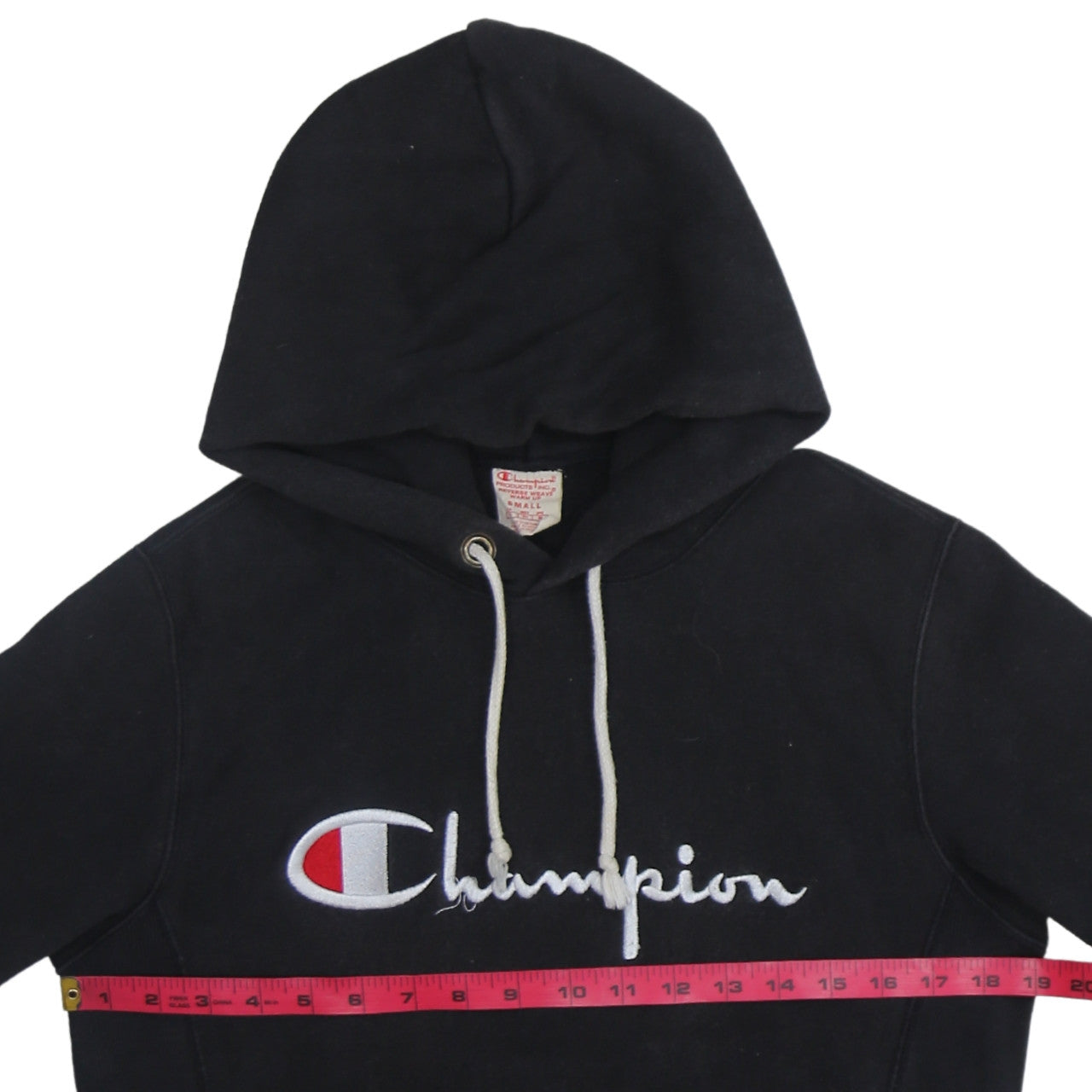 Champion Men's Black Small Pullover Hoodie Embroidered Logo Sweatshirt