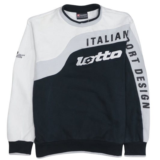 Lotto Men Black & White Italian Sport Design Graphic Pullover Sweatshirt L