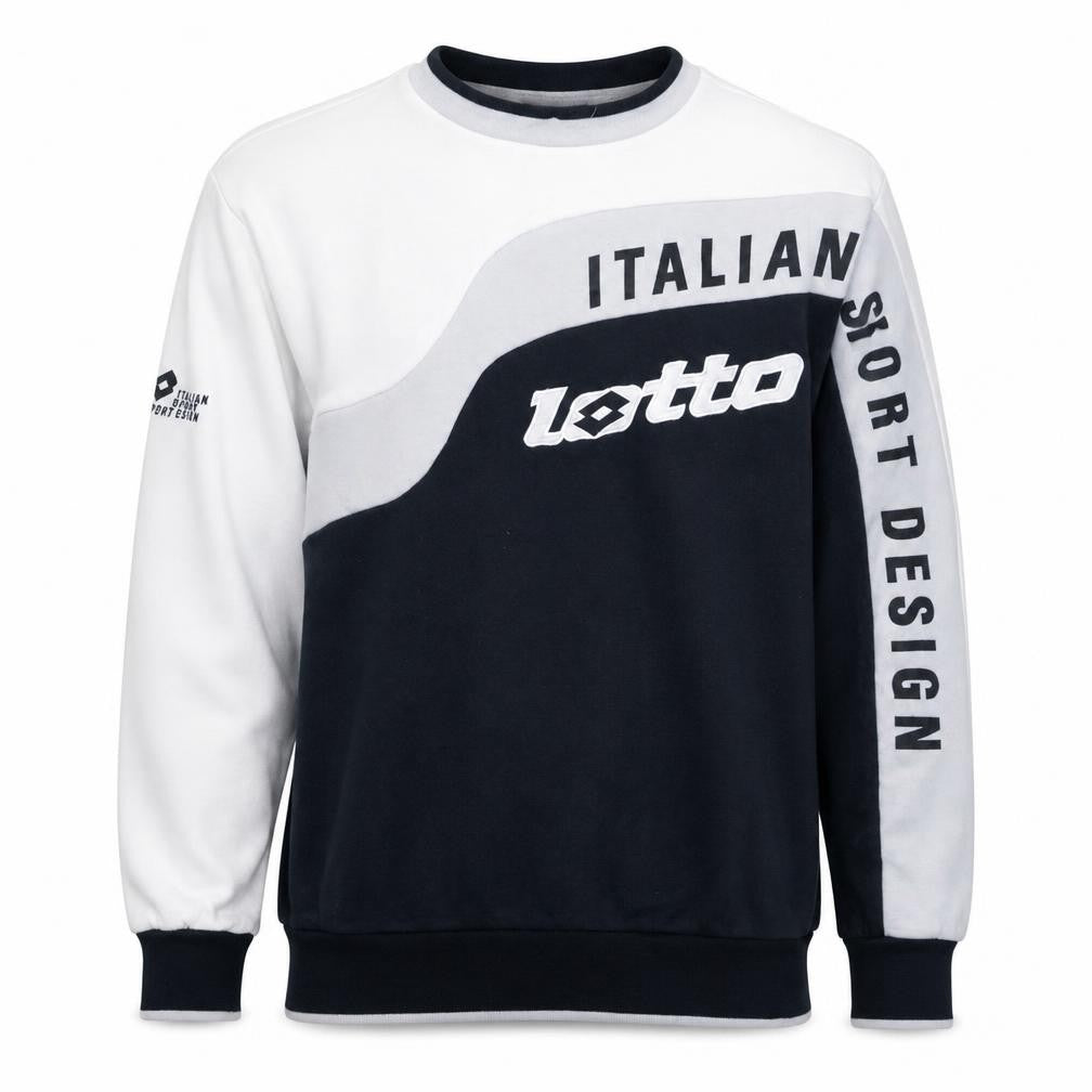 Front view of Lotto Men Black & White Italian Sport Design Graphic Pullover Sweatshirt L