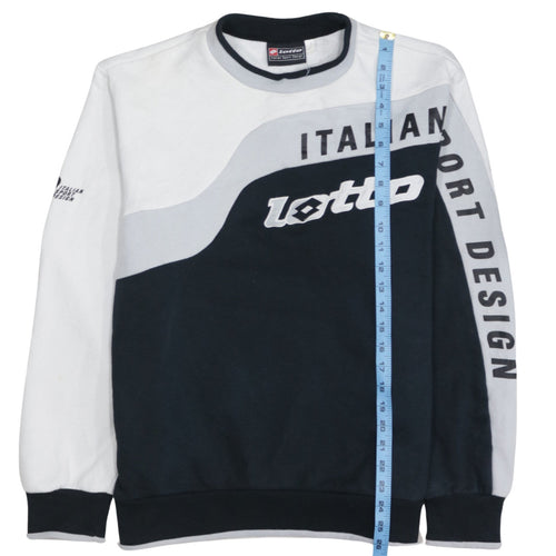 Lotto Men Black & White Italian Sport Design Graphic Pullover Sweatshirt L