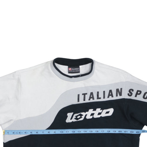 Lotto Men Black & White Italian Sport Design Graphic Pullover Sweatshirt L