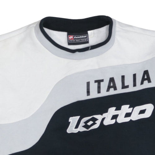 Lotto Men Black & White Italian Sport Design Graphic Pullover Sweatshirt L