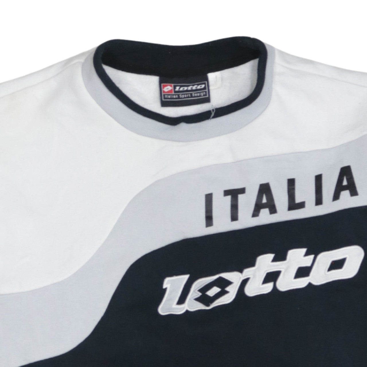 Lotto Men Black & White Italian Sport Design Graphic Pullover Sweatshirt L