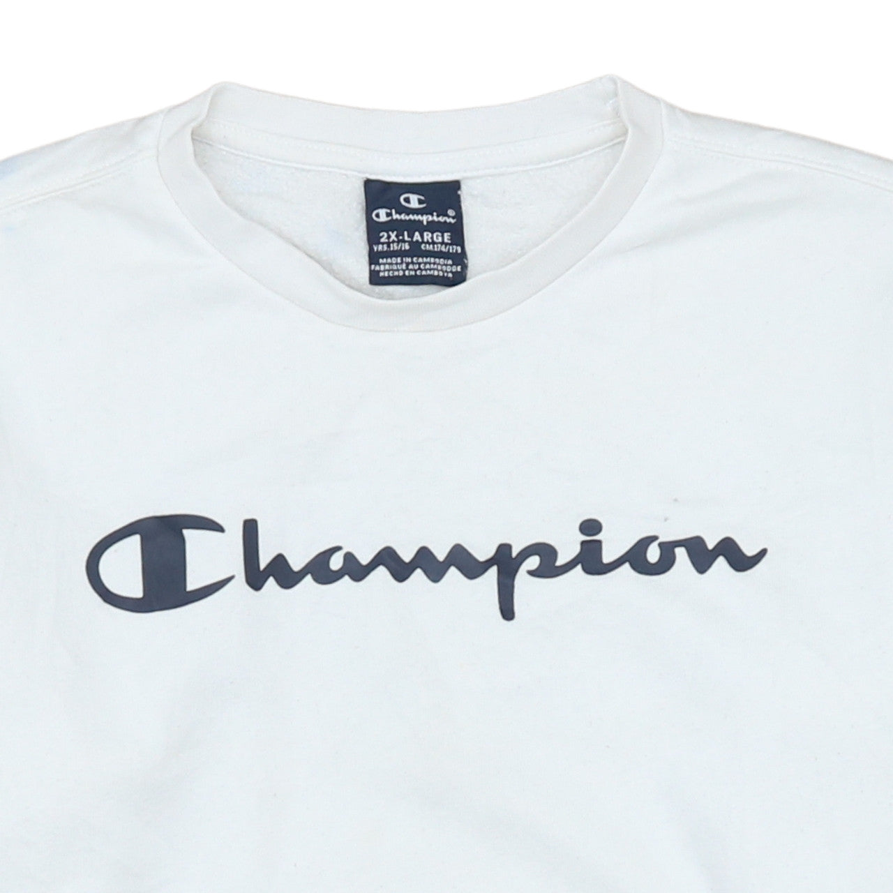 Champion Boys White Crew Neck Sweatshirt 15-16 Years Logo Print