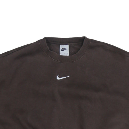 Nike Women Brown Small Pullover Sweatshirt Cotton Blend Crew Neck