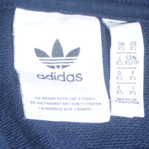 Adidas Men Blue Pullover Hoodie XS Regular Fit Logo Fleece