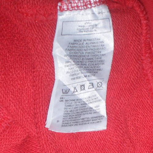Adidas Women's Red Hooded Pullover Hoodie UK 8 with White Stripes