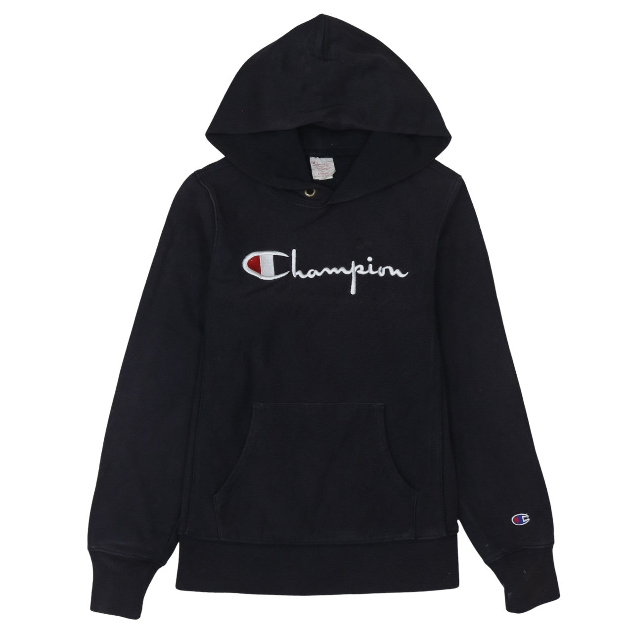 Champion Men's Black Pullover Hoodie Large Embroidered Logo Sweatshirt