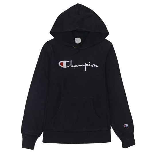 Champion Men's Black Pullover Hoodie Large Embroidered Logo Sweatshirt