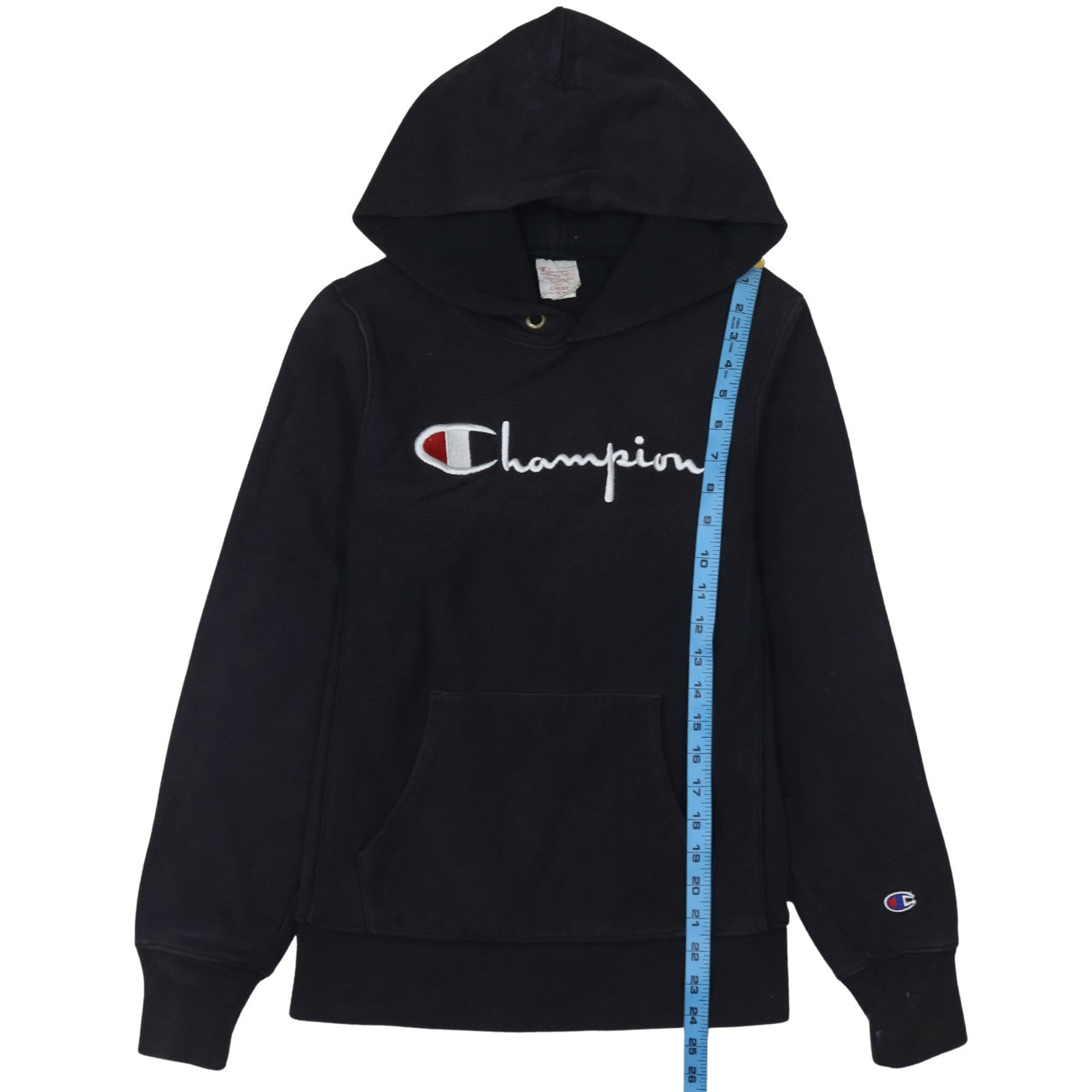 Champion Men's Black Pullover Hoodie Large Embroidered Logo Sweatshirt