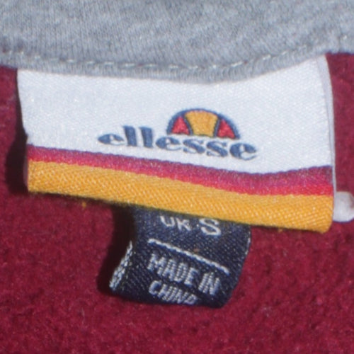 Ellesse Mens Red Pullover Hoodie Size S Embroidered Logo Sportswear