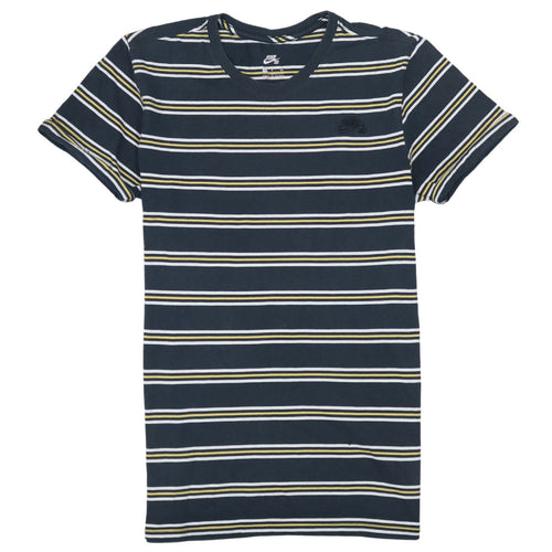 Nike SB Men's Blue Striped Cotton Crew Neck T-Shirt Size S