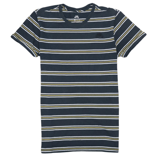 Nike SB Men's Blue Striped Cotton Crew Neck T-Shirt Size S