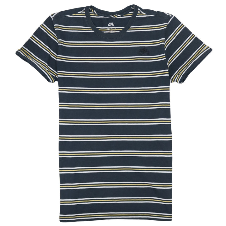 Nike SB Men's Blue Striped Cotton Crew Neck T-Shirt Size S