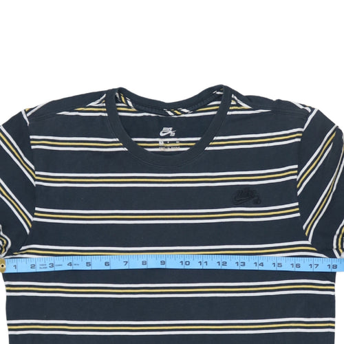 Nike SB Men's Blue Striped Cotton Crew Neck T-Shirt Size S