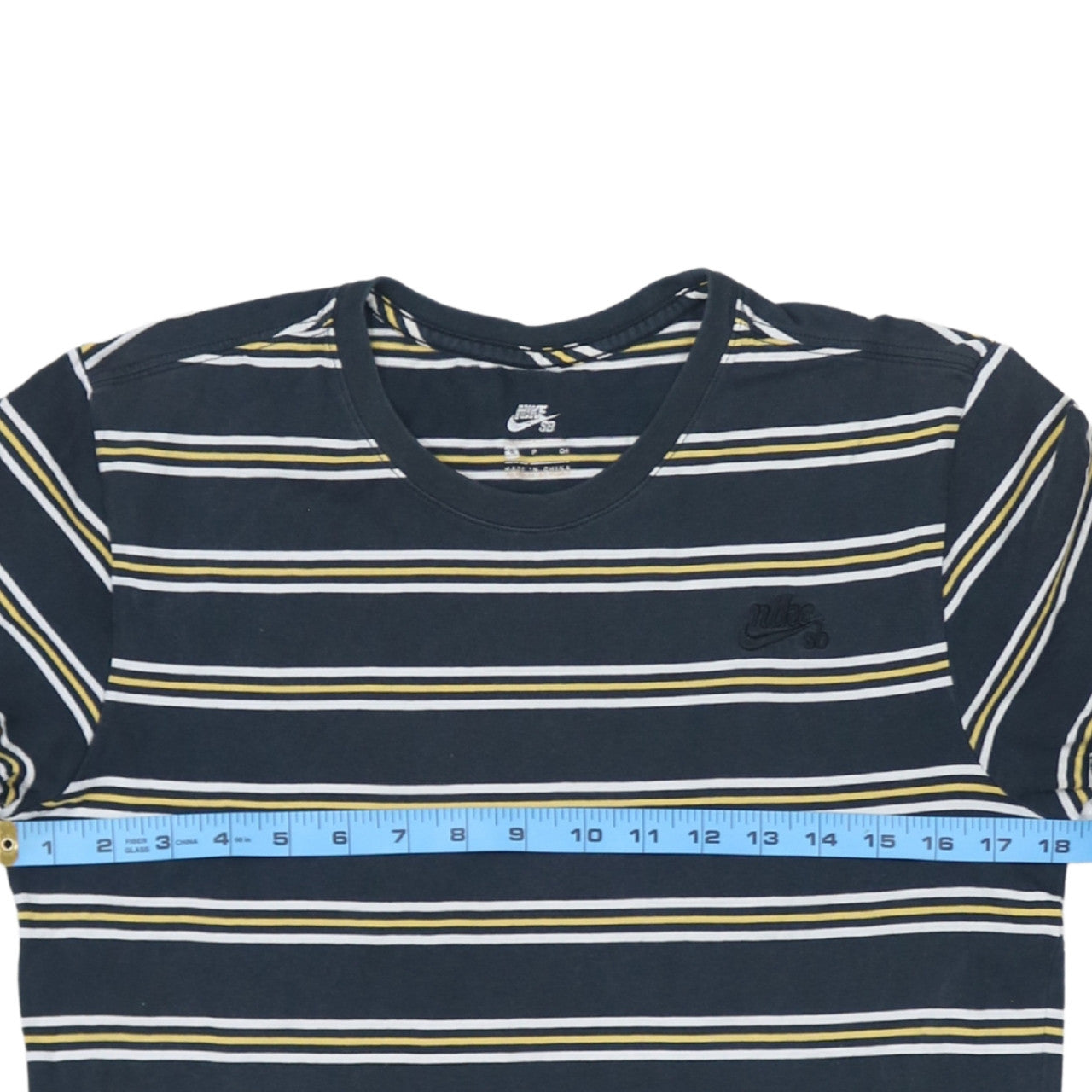 Nike SB Men's Blue Striped Cotton Crew Neck T-Shirt Size S