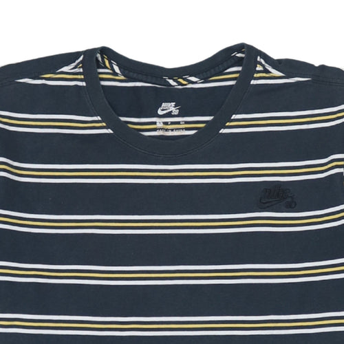 Nike SB Men's Blue Striped Cotton Crew Neck T-Shirt Size S