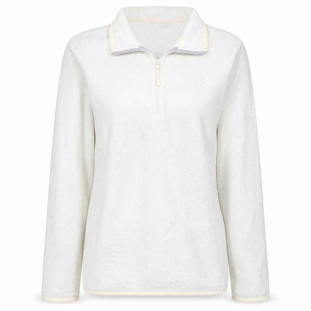 Front view of The North Face women’s white fleece pullover sweatshirt, size L
