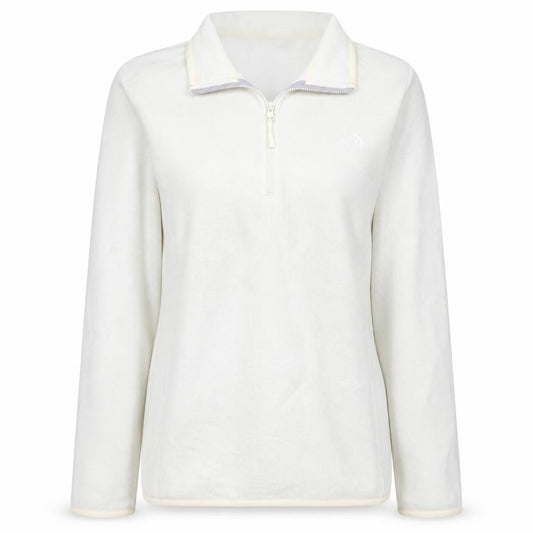 Front view of The North Face women’s white fleece pullover sweatshirt, size L