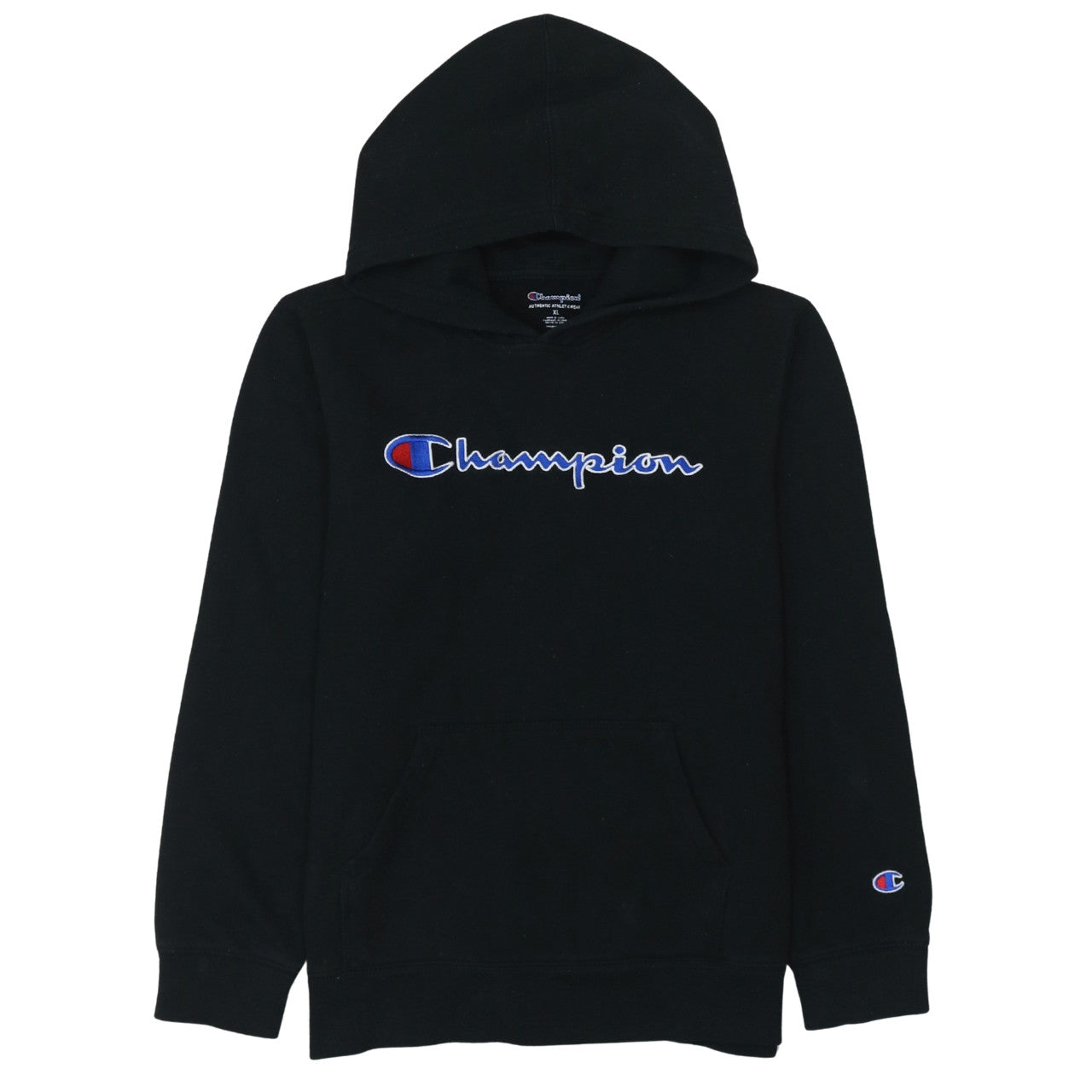 Champion Womens Black XL Pullover Hoodie With Logo Embroidery