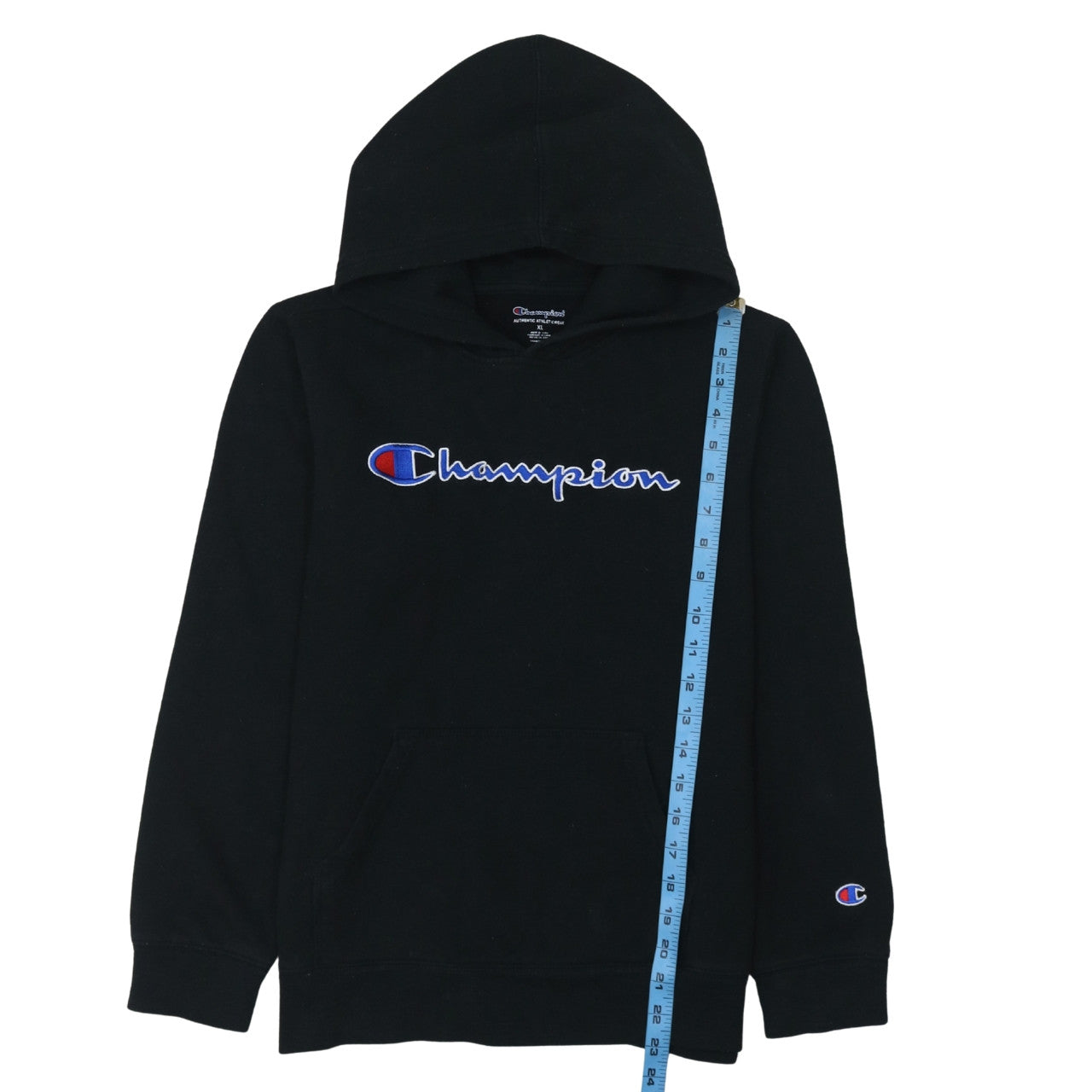 Champion Womens Black XL Pullover Hoodie With Logo Embroidery