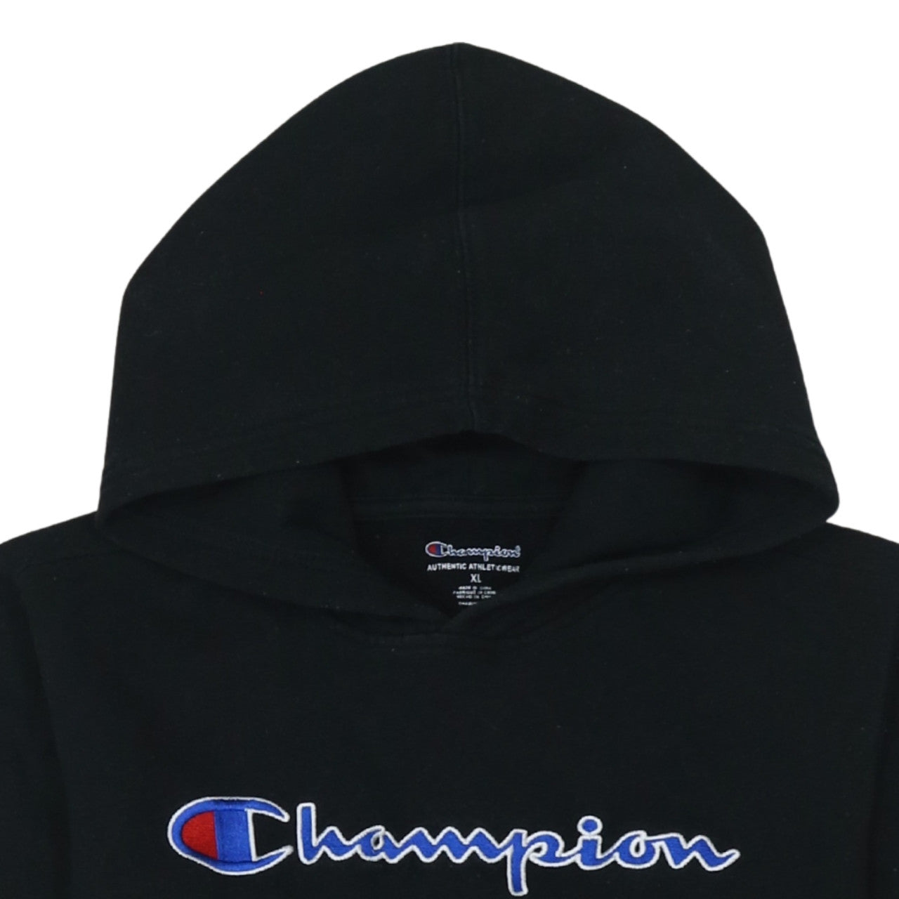 Champion Womens Black XL Pullover Hoodie With Logo Embroidery