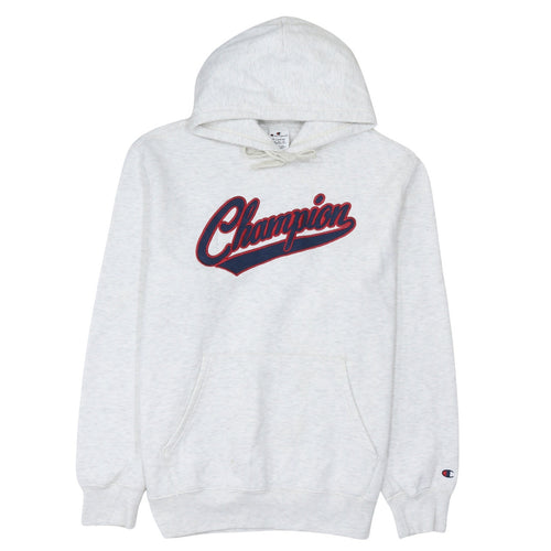 Champion Men's Grey XL Pullover Hoodie Embroidered Logo Fleece