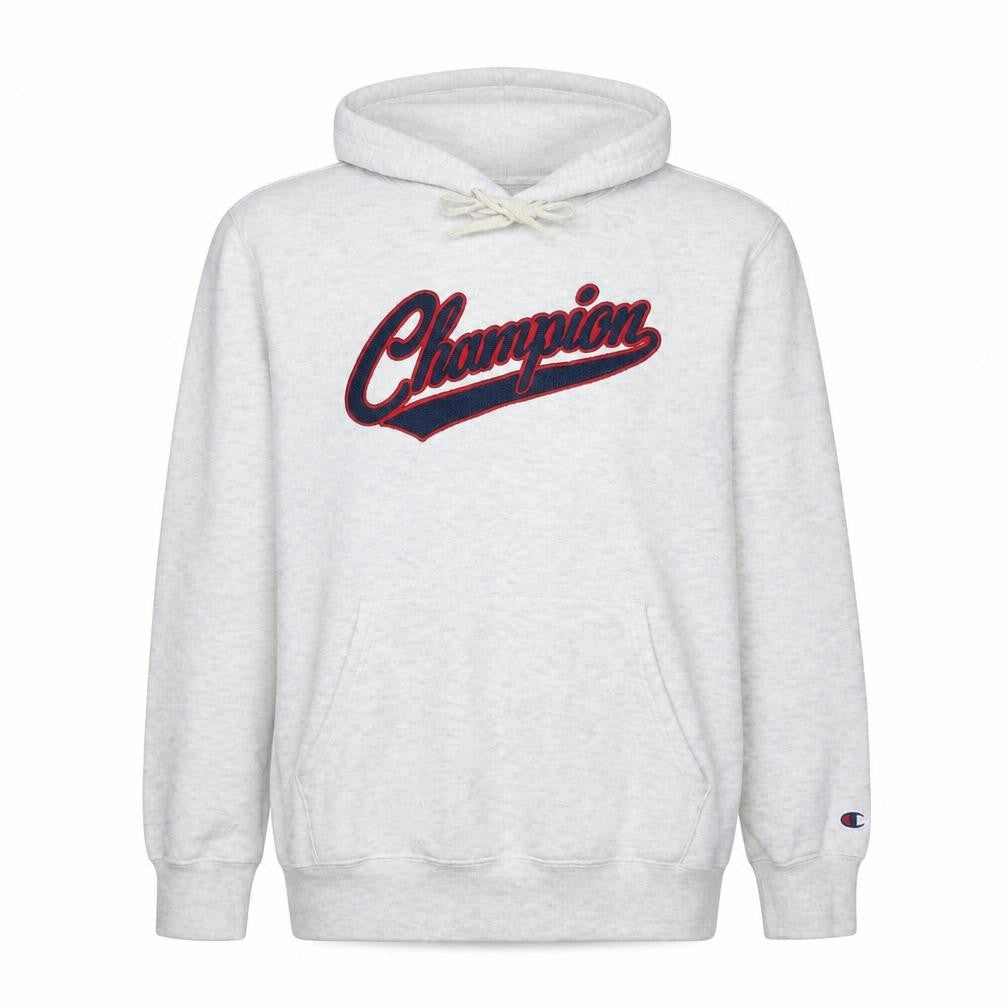 Champion Men's Grey XL Pullover Hoodie Embroidered Logo Fleece