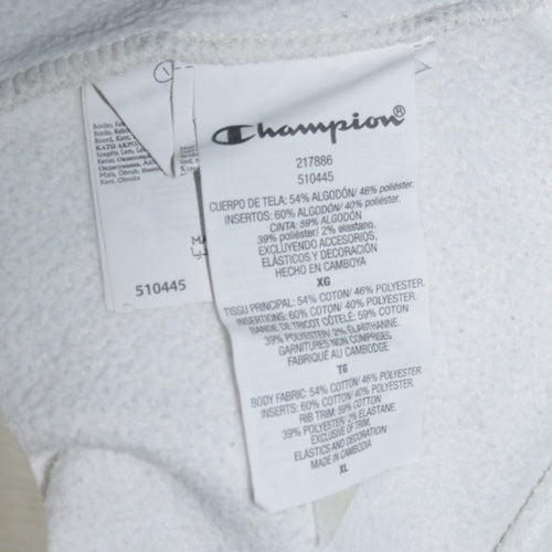 Champion Men's Grey XL Pullover Hoodie Embroidered Logo Fleece