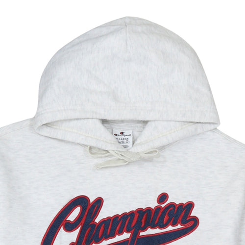 Champion Men's Grey XL Pullover Hoodie Embroidered Logo Fleece