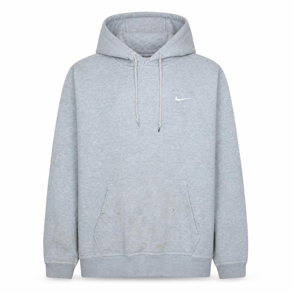 Front view of Nike Men's Grey Pullover Hoodie, size M, Regular Fit Logo Sports