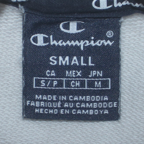 Champion Men's White Small Crew Neck Embroidered Sweatshirt
