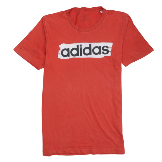 Adidas Men's Red Graphic Print Crew Neck Short Sleeve T-Shirt Size S