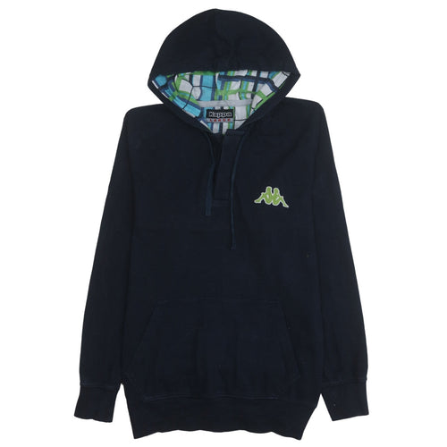 Kappa Men’s Blue Pullover Hoodie Large Logo Sportswear Cotton