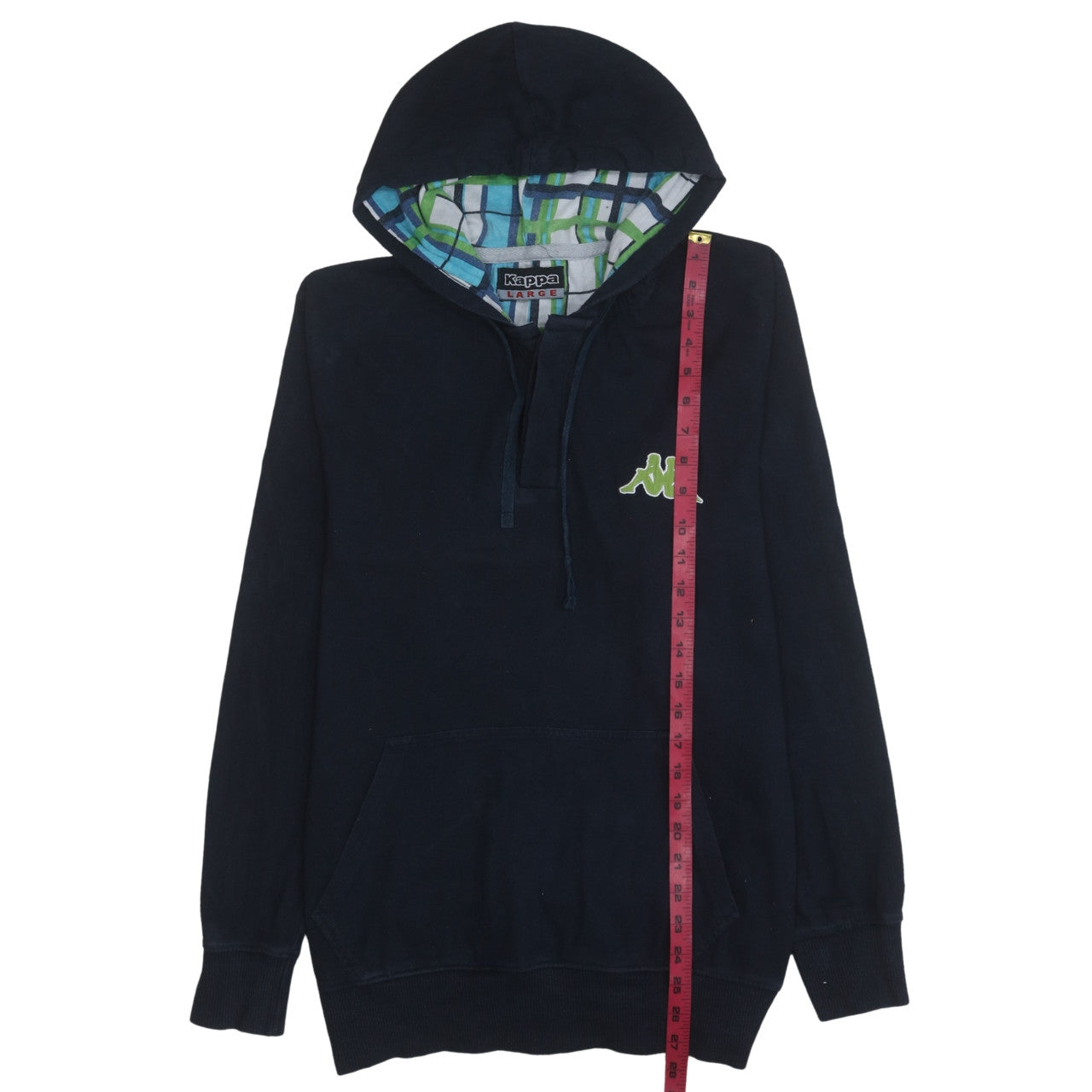 Kappa Men’s Blue Pullover Hoodie Large Logo Sportswear Cotton