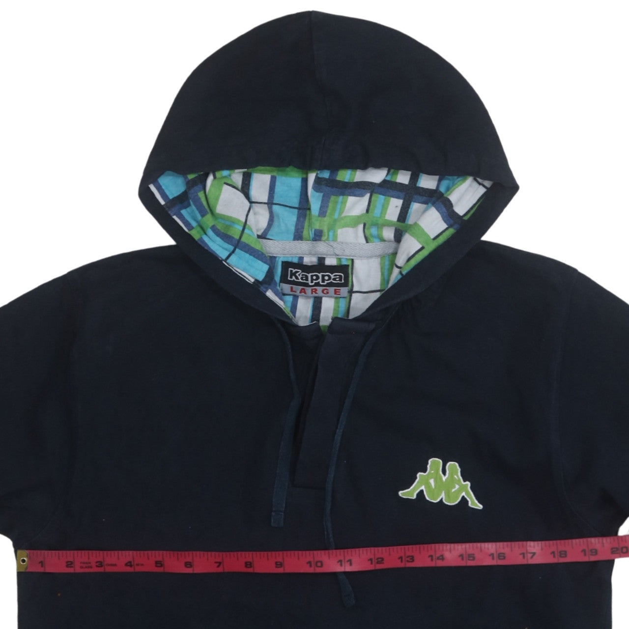 Kappa Men’s Blue Pullover Hoodie Large Logo Sportswear Cotton