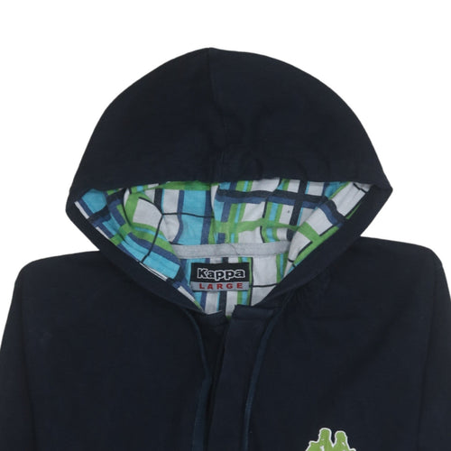 Kappa Men’s Blue Pullover Hoodie Large Logo Sportswear Cotton