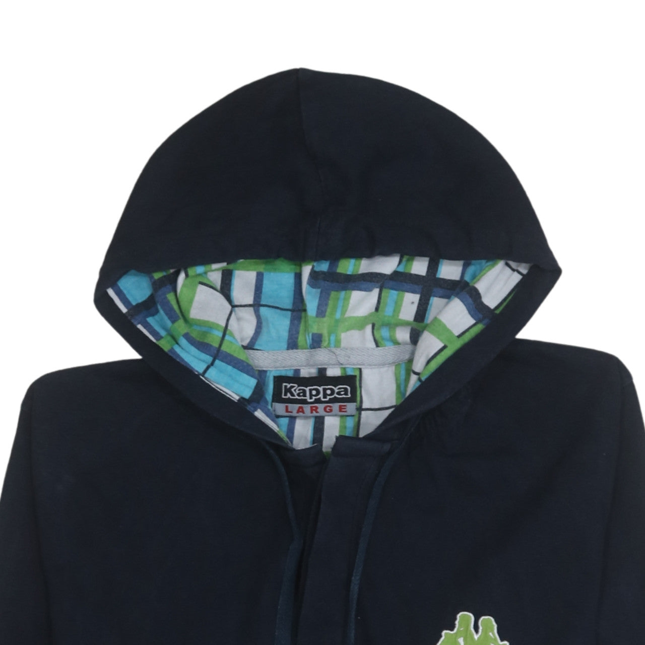 Kappa Men’s Blue Pullover Hoodie Large Logo Sportswear Cotton