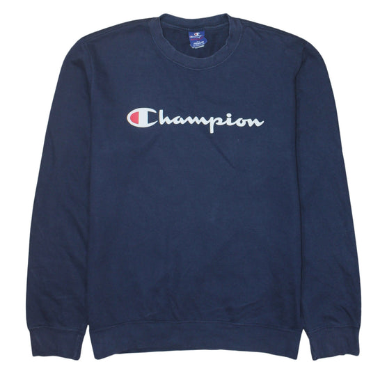 Champion Men's Blue Medium Logo Pullover Sweatshirt